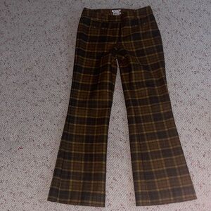 L.L. Bean wool lined Brown Plaid Straight Leg Pants